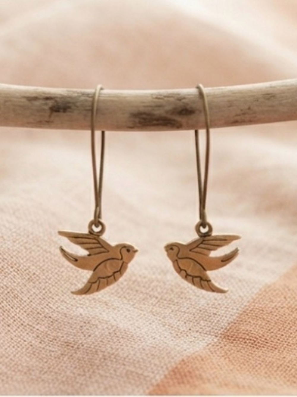 Delicate Gold Bird Drop Earrings - Women's Jewelry